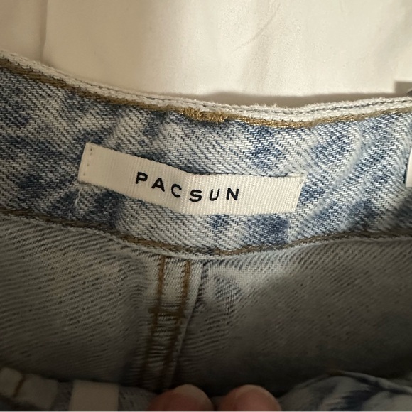 PacSun Blue and Pink Flare & Wide Leg Jeans with Artistic Floral Design - Picture 2 of 16